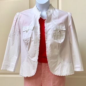 INC White Ruffle Jacket